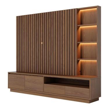 Imagem de Estante Home Ripado TV 82 Polegadas 240 Cm Cancun Colibri Amendoa