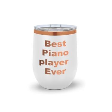 Imagem de SpreadPassion Copo de vinho Pianist – Copo isolado de aço inoxidável – Presente para pianista, músico ou professor (branco)