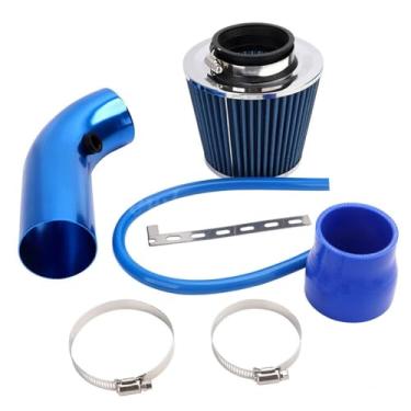 Imagem de Kit universal de tubo de admissão de ar frio de 76 mm 7.6 cm - Mangueira de indução turbo de alumínio de alto fluxo com filtro de ar, compatível com carros de desempenho e motores automotivos