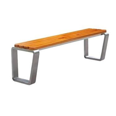 Imagem de Banco de jantar ao ar livre sem costas, cadeira de jardim de aço inoxidável, para varanda, terraço, bancos de lazer, móveis de assento ao ar livre