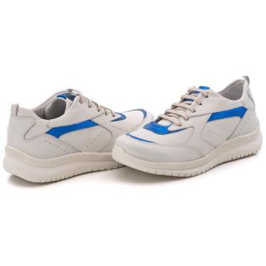 Imagem de Tênis Ranster Feminino Confortável em Couro Legítimo detalhe azul, Azu