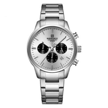 Imagem de Relogio Masculino Esportivo Casual Quartzo Em Aço Inoxidável 30m À Prova Da Água Branco Prata