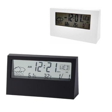 Imagem de Relogio De Mesa Digital Led Estacao Metereologica Iluminado Despertador Medidor Temperatura Umidade Lcd Cor:branco