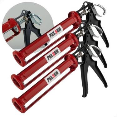 Imagem de 03 Pistolas Aplicador De Silicone Profissional 9 Aço Felsen - Felsen F