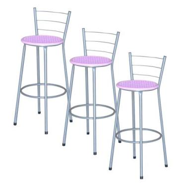 Imagem de Jogo 3 Banqueta Alta Ratan Cinza Retro - Lamar Design, Lilás