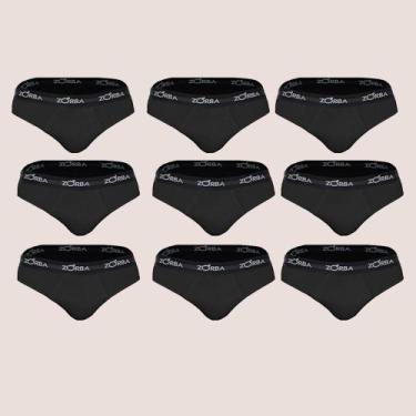 Imagem de Kit 9 Cuecas Slip Zorba Max 100% Algodão Qualidade Conforto, Preto, P