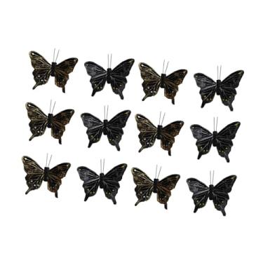 Imagem de Fenteer 12 peças de decoração de quarto de borboleta 3D, decalque de parede de borboleta artificial moderno boho para quarto, parede, Grampo