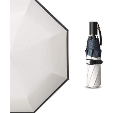 Imagem de Guarda-chuva Dobrável Vinil Upf50 Proteção Uv à Prova De Chuva Guarda-sol De Uso Duplo, Blue, Three fold umbrella