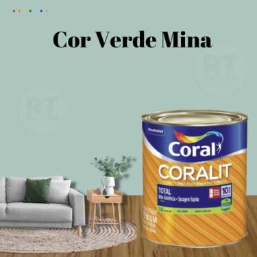 Imagem de Esmalte Sintético Base Água Coral Coralit 800ml Tinta Cor Verde Acetin