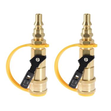 Imagem de EBIEFLY 2 conjuntos de acessórios de conexão rápida de propano RV de 1/10.2 cm para mangueira de propano propano/gás natural 1/10.2 cm kit de conexão/desconexão rápida válvula de desligamento e plugue