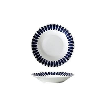 Imagem de Pratos de sobremesa pratos de jantar de cerâmica conjunto de 4, conjunto de pratos de jantar de 20 cm para uso na cozinha de restaurante, forno de microondas, lavável na máquina de lavar louça (branco