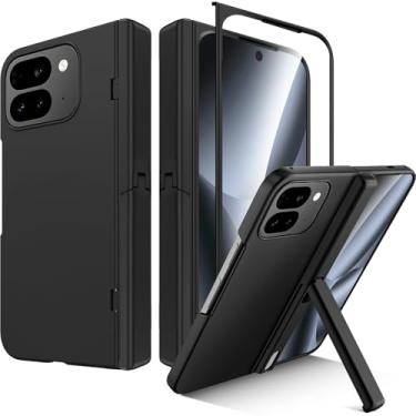 Imagem de Miimall Suporte para Google Pixel 10 Pro Fold com protetor de tela [suporte e protetor de dobradiça] Capa resistente à prova de choque fina fosca à prova de quedas para Pixel 10 Pro Fold preta