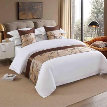 Imagem de Lençóis de cama de corredor de cama de hotel toalha de cauda de luxo protetor de cama de alta qualidade para pé da cama decorações de cama para cama de casal queen king tamanho marrom||50 x 240 cm