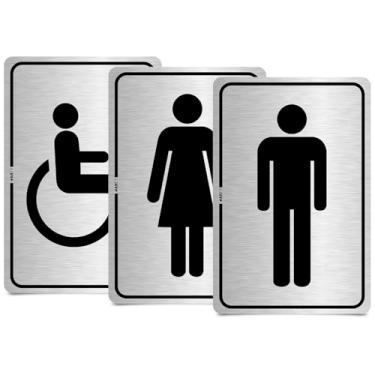 Imagem de Kit Placa Banheiro Masculino Feminino PCD Sinalização Sanitários