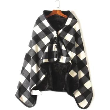 Imagem de Ponchos De Cadeira De Rodas Quentes Com Capuz Casacos Sem Mangas Para Adultos, Cobertor De Cadeira De Rodas De Inverno Capa De Aquecimento Cobertor De Lazer Multiuso Capa De Flanela Macia G, A