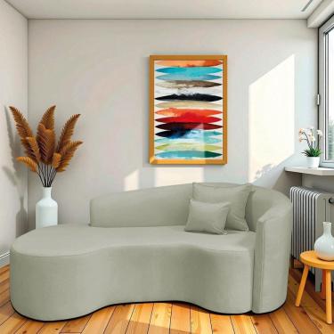 Imagem de Recamier Curvo Orgânico 180cm 3 Lugares Lado Esquerdo para Sala de Estar Bouclé Londres Verde Oliva