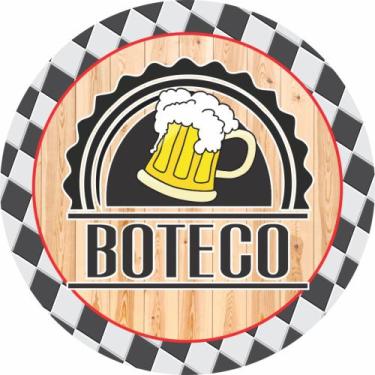 Imagem de Painel de Tecido Sublimado Redondo Boteco Cartoon Caneca de Chopp c/ E