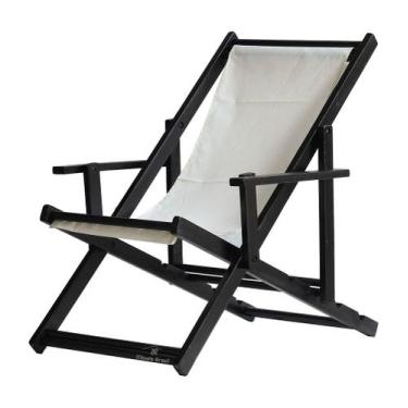 Imagem de Espreguiçadeira Preguiçosa Dobrável Madeira Maciça Envernizada Cor Pre