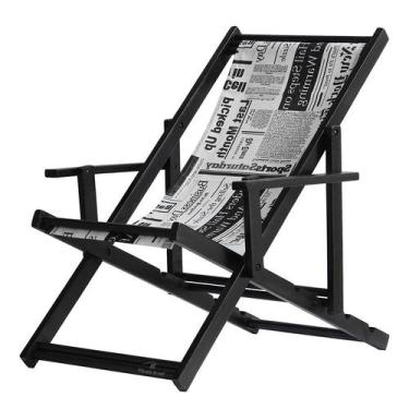 Imagem de Espreguiçadeira Preguiçosa Dobrável Madeira Maciça Envernizada Cor Pre