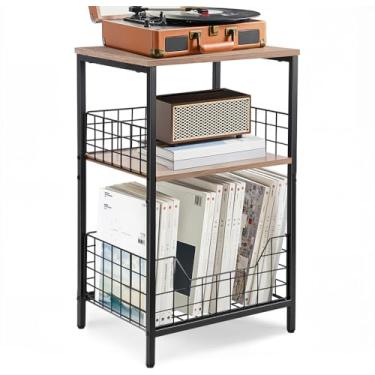 Imagem de Estante para Livros, 3 Níveis de Prateleiras de Arrumação, Estante de Livros de 3 Camadas, 3 Prateleiras em Madeira, Fruteira de Chão, Fruteira para Cozinha Inox, Cinza Claro