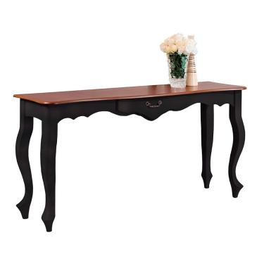 Imagem de Aparador de Sala 116cm com Pés Luis XV e 1 Gaveta 70810 Linz Móveis - Preto/Imbuia Glazer