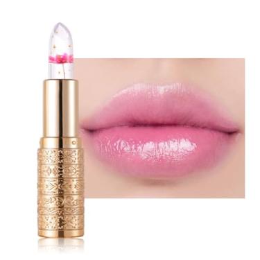 Imagem de Conjunto de batons Flower Jelly hidratante com mudança de temperatura, bálsamo nutritivo de longa duração, brilho labial com mudança de cor mágica (rosa multiflora)