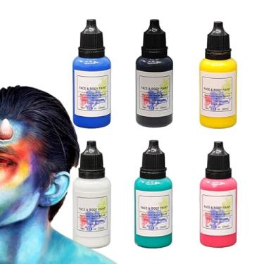 Imagem de Rrlihjgu Kit De Pintura Facial Para Crianças | 6 Cores Tinta Facial | Tinta Lavável À Base De Água Para Rosto Homens Mulheres Crianças | Festa Natal Halloween Carnaval Cosplay