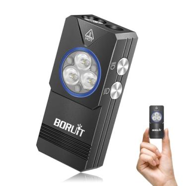 Imagem de BORUIT EV30 Mini lanterna LED EDC com luz UV de 365 nm, chaveiro recarregável USB-C de 550 lúmens, cauda magnética e clipe, IP66 à prova d'água para acampamento, caminhadas, emergências