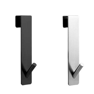 Imagem de Gancho para porta de chuveiro de banheiro em aço inoxidável em forma de S, suporte para pendurar sobre porta de vidro, acessórios para toalheiro de chuveiro, 2 em 1, 2 peças