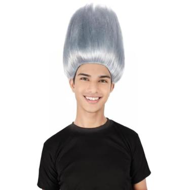 Imagem de Peruca masculina unissex para cosplay e Halloween, cabelo de fibra sintética macia, perfeita para o seu próximo festival e festa de anime em grupo! (cinza escuro)