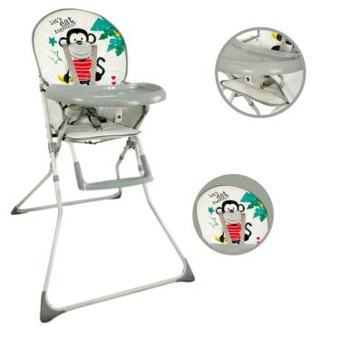 Imagem de Cadeira Alta De Alimentação Infantil Papá Cinza Macaco