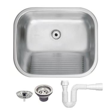 Imagem de Tanque Inox De Encaixe Embutir Lavanderia 50x40cm 34 L Com Válvula E S