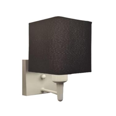 Imagem de Arandela Quadrada Md-2006 Branco Cúpula Em Tecido Preto - Bivolt