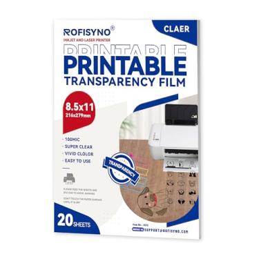 Imagem de Folhas transparentes imprimíveis de 20 x 28 cm, película transparente para projetor aéreo de 4 mil para impressora a jato de tinta e laser, pacote com 20