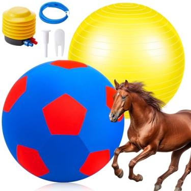 Imagem de Suilung Bola gigante de pastoreio de 122 cm com capa e bola anti-explosão. Assista ao videocassete para inflar brinquedos de cavalos grandes para brincadeiras de entretenimento, bomba incluída