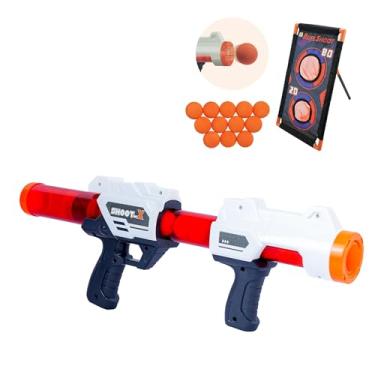 Imagem de Lançador de Bolas Air Gun com Alvo, Kit Completo com 12 Bolas de Espuma, 50x28cm