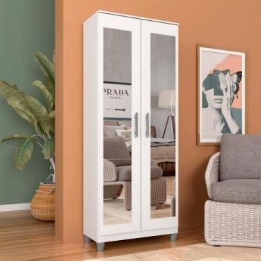 Imagem de Armário Multiuso Organizador Sapateira Com Espelho Helen Branco - M.a 