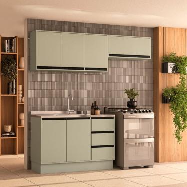 Imagem de Cozinha Compacta 3 Peças 250033 Sem Tampo Koya Verde Oliva Politorno Móveis