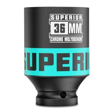 Imagem de Aiourx Soquete de impacto de acionamento de 1/5.1 cm, soquete profundo de 36 mm, métrico, 6 pontos, CR-MO, para fixadores jumbo de pneus de caminhão de manutenção automotiva