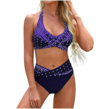 Imagem de Biquíni feminino sexy dividido duas peças gradiente cor combinando pra