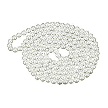 Imagem de Colares longos de pérolas para mulheres, Gatsby, anos 20, pérolas falsas, colar com contas para casamento, dama de honra, formatura, bijuteria, Pérola, Pérola