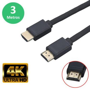 Imagem de Cabo Hdmi 2.0 19 Pinos 3 Metros Resolução 4k Ultra Hd 3d Alta Velocida