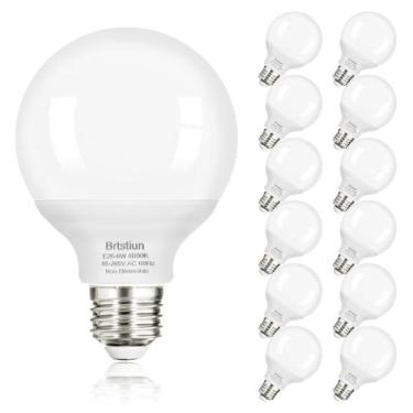 Imagem de Lâmpadas LED de vaidade Brtstiun G25 6W 4000K E26, pacote com 12
