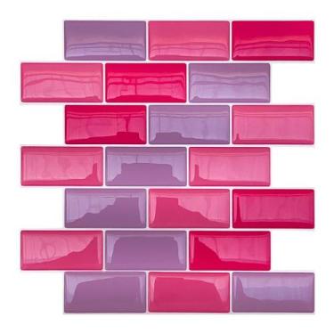 Imagem de Pastilha Adesiva Resinada Tijolinho Rosa e Lilás - Kit com 4 Placas Ad