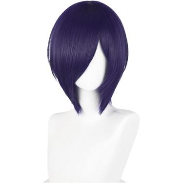 Imagem de Peruca de cosplay meio curta, anime roxo escuro para mulheres - Half a
