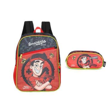 Imagem de Kit Mochila Costas Enaldinho Careta 2026 Com Estojo Duplo Vermelho - L