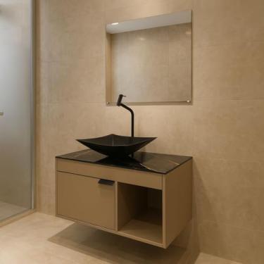 Imagem de Gabinete de Banheiro Mdf 60cm Espelho 40cm C/Cuba Suspenso