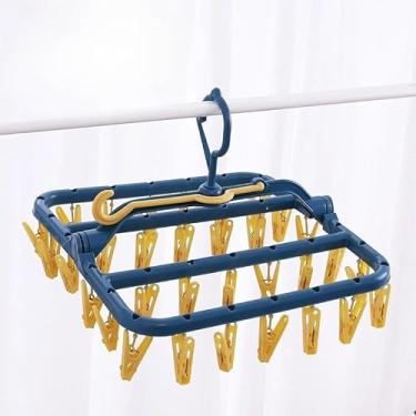 Imagem de Varal Dobravel Roupa Intima, 32 Prendedores, Adequado para Calcinhas, Sutiãs, Biquínis e Meias, 32cm X 18cm(Azul Amarelo,Kit 2)
