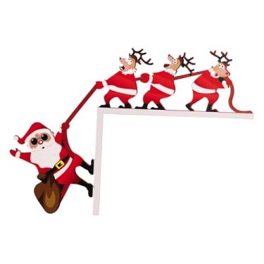 Imagem de oshhni Decoração de moldura de porta de Natal, enfeite de placa de madeira para porta, placa de canto de Natal para espelho, janela, gaveta de lareira, para a Esquerda