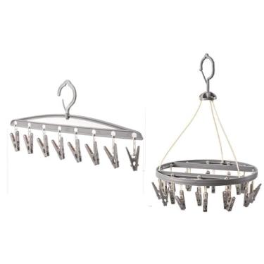 Imagem de Varal Roupa Intima, Varal Calcinha, Kit 2 Varal Multiuso Plástico, com Prendedores Roupas Intimas Meias(REDONDO+RETA)